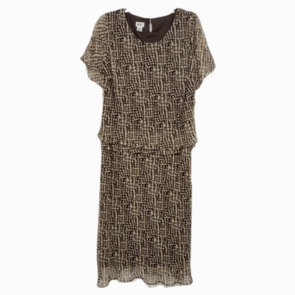 22W  Dress w/ Brown Mocha Dots Design  JBS - Picture 1 of 16
